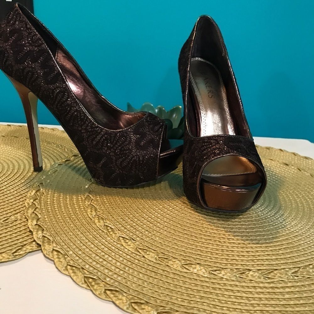Bakers bronze metallic heels